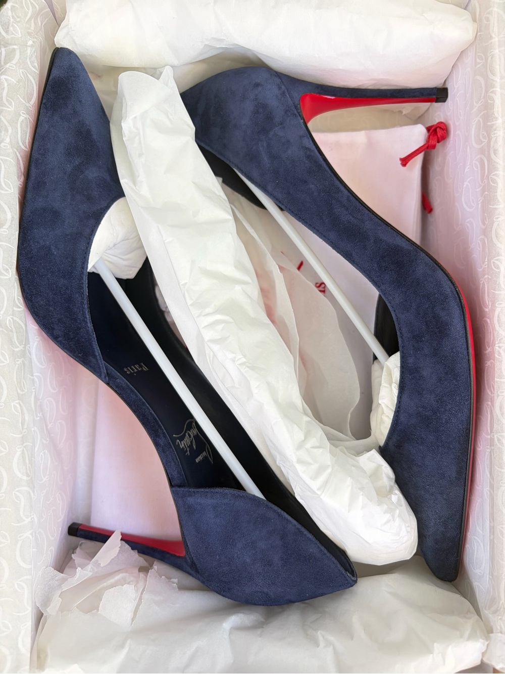 Christian Louboutin Blue Suede D'Orsay Iriza Pointed-Toe Pump Size EU 40 - Picture 11 of 13